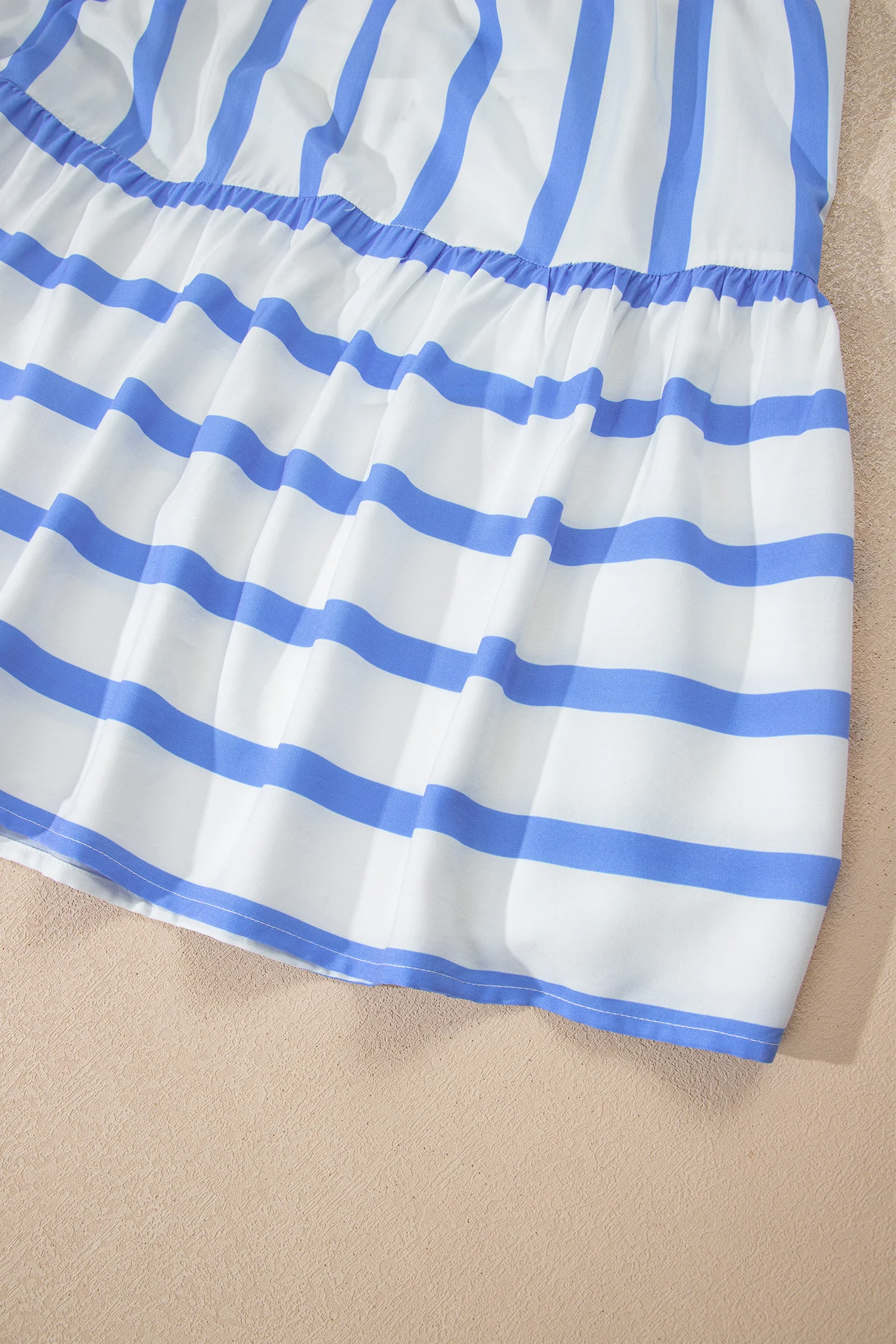 Ricrac Trim Notched Neck Half Sleeve Vacation Dress