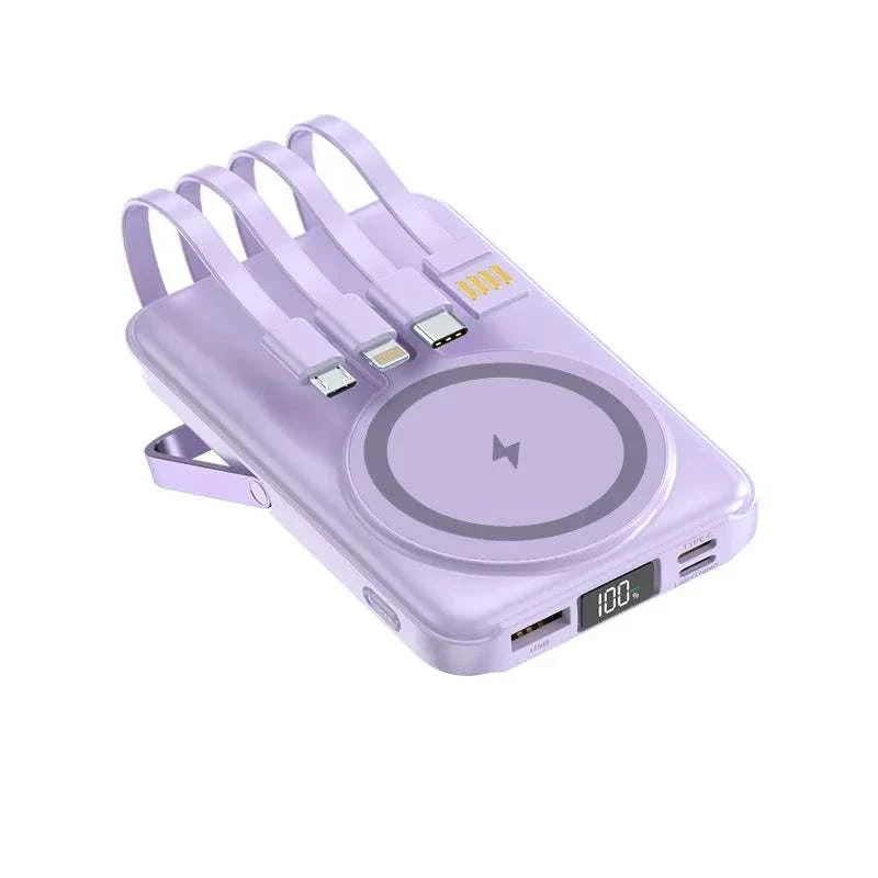 MagStream Pro 30000mAh Magnetic Power Bank with Built-in Cables & Stand