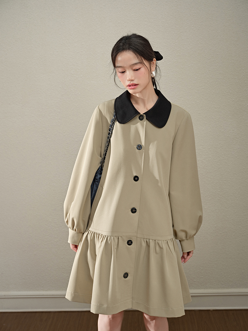Ruffled Hem Coat
