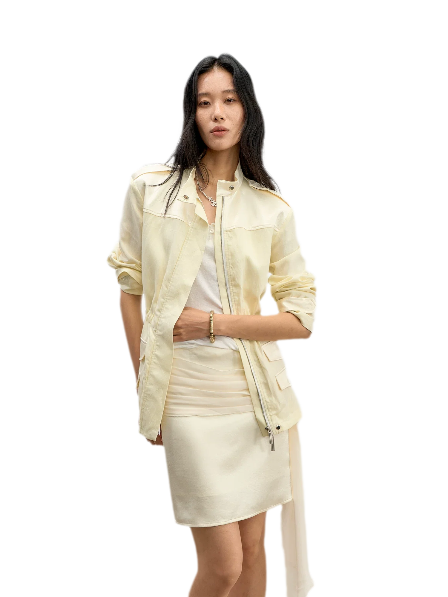 Satin Pleated Ribbon Skirt