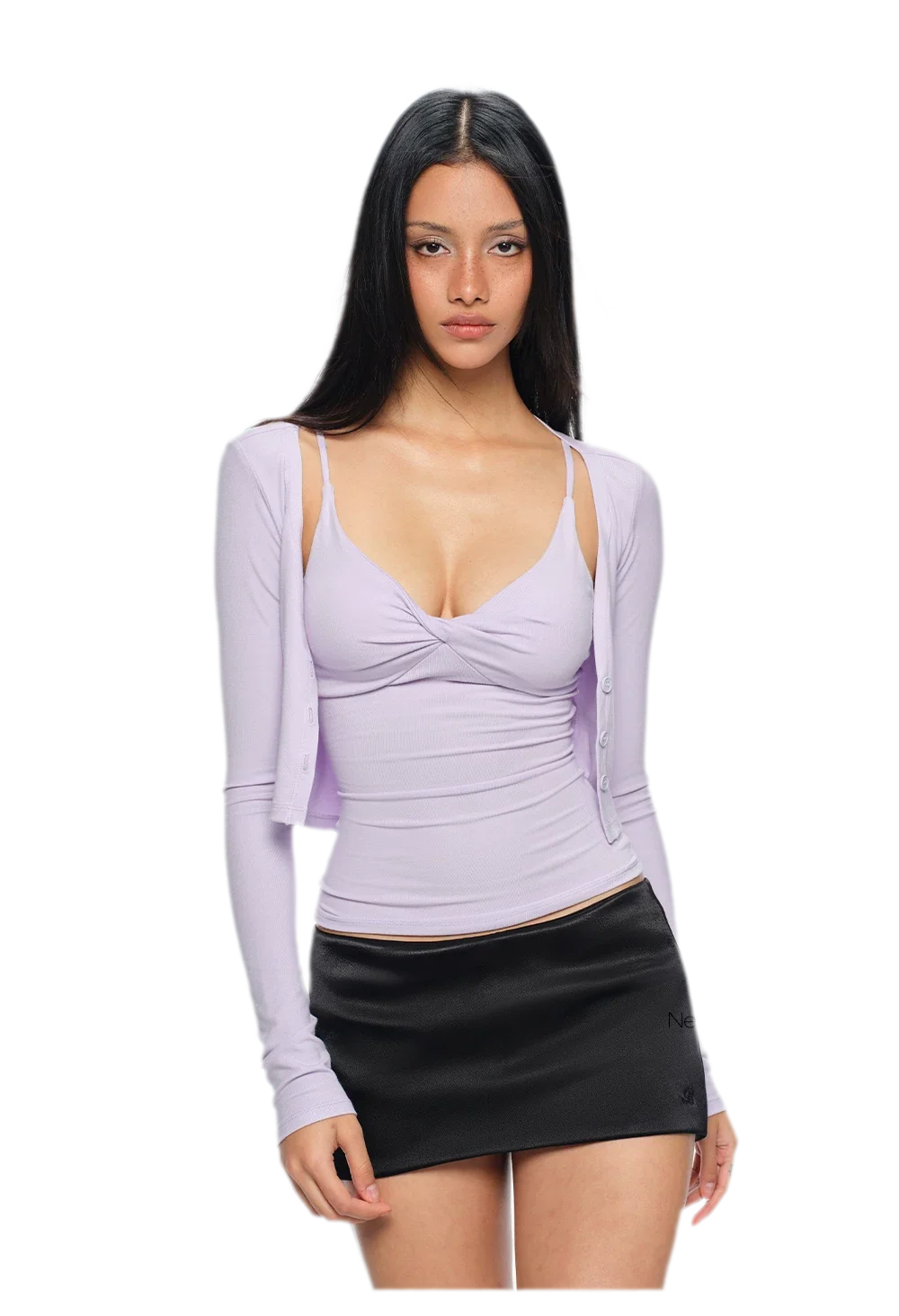 Twisted Bust Camisole Cardigan Set