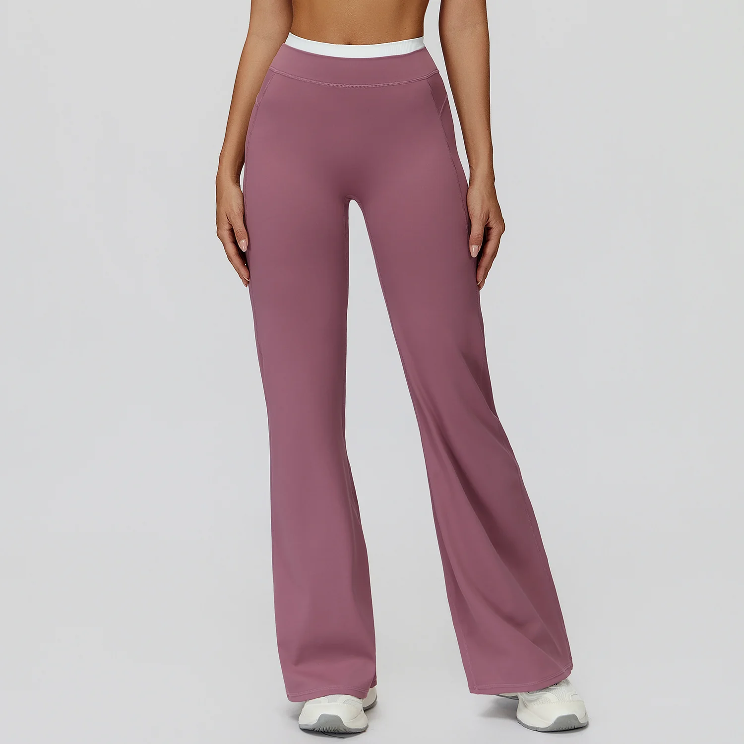 Contrast Color Fake Two-Piece Flared Yoga Pants for Women ZC3129