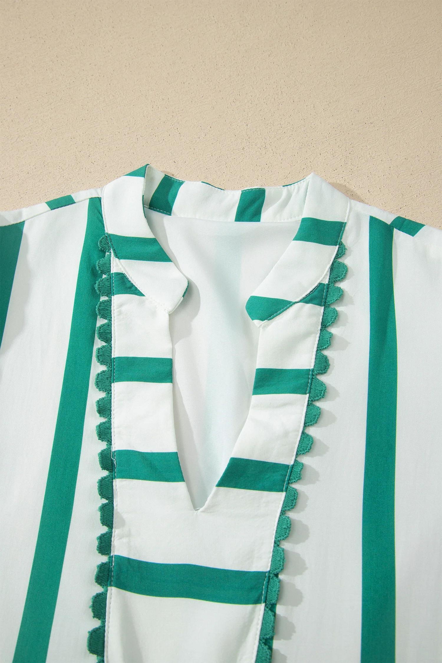 Green Stripe Half Sleeve Vacation Maxi Dress
