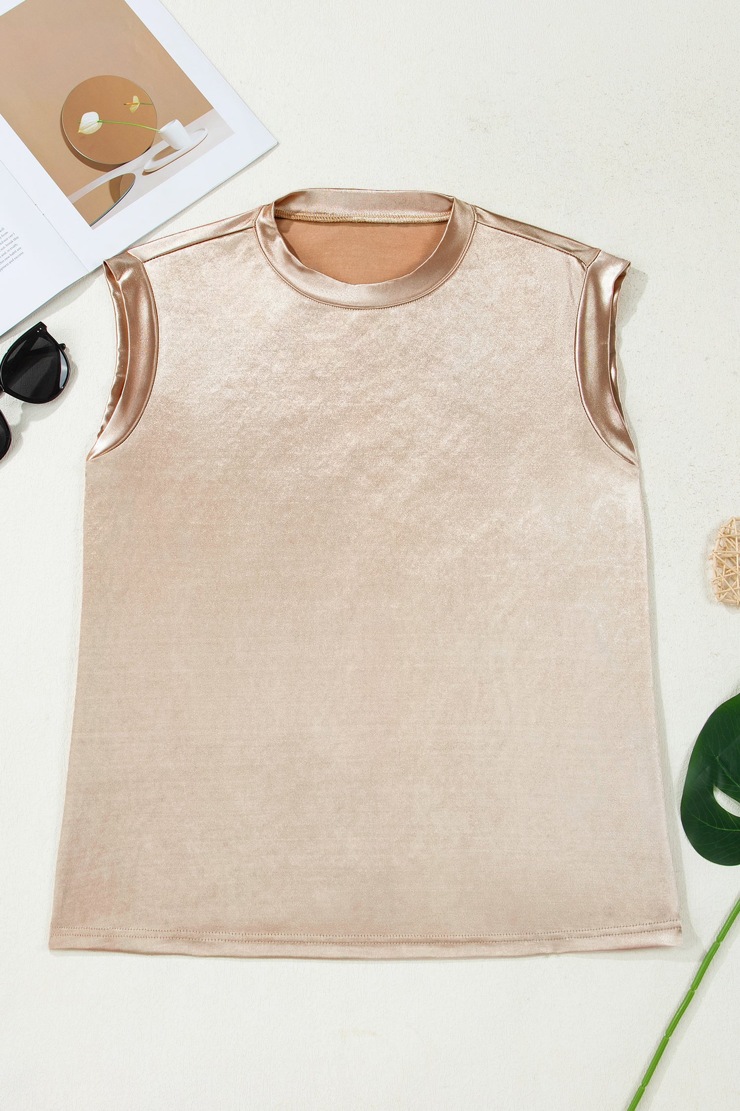 Summer Gold  Round Neck Metallic Tank Top
