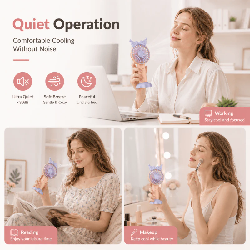 Blue Mini Handheld Fan with Phone Holder Base Rechargeable Personal Fan Pocket Fans