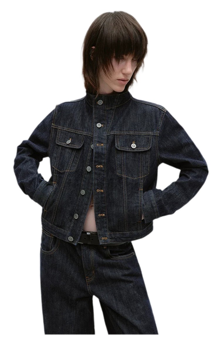 Redline Cropped Raw Denim Jacket