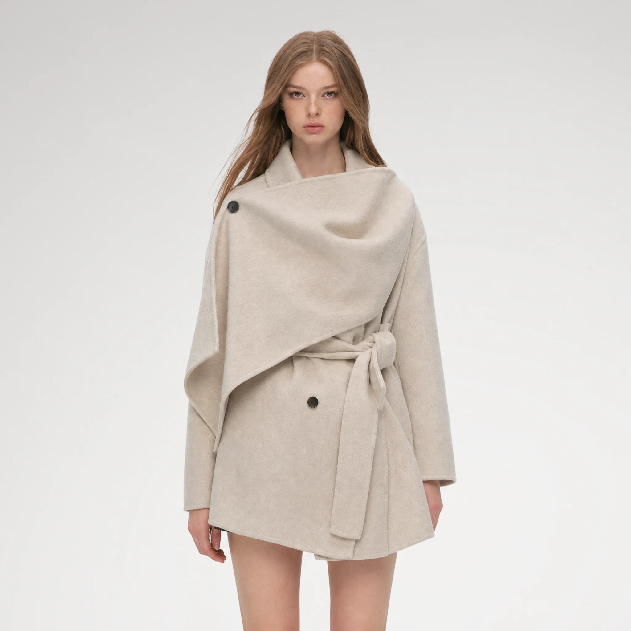 Double-Faced Wool Cape Coat