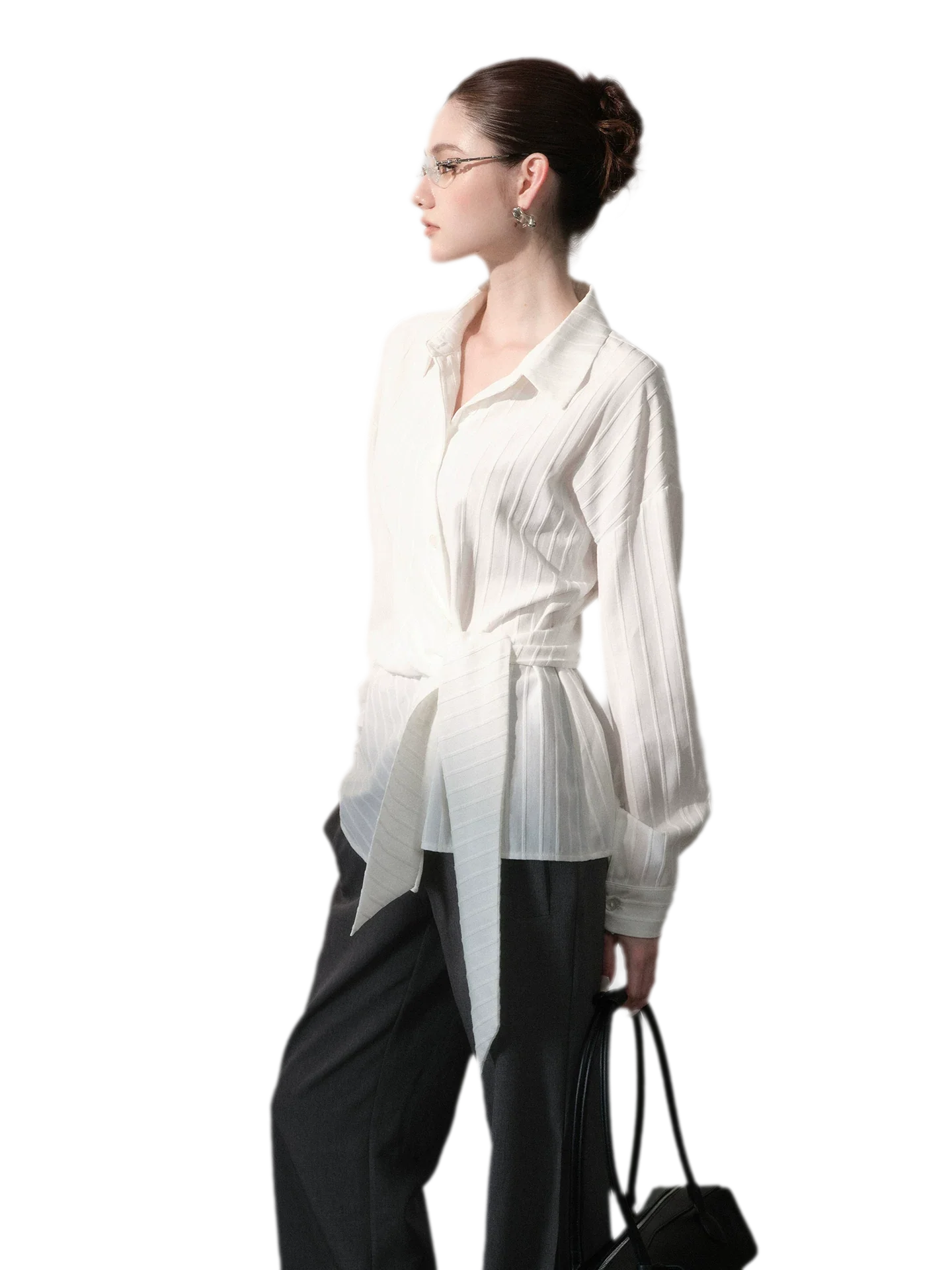 Vertical Striped Tie-Waist Shirt