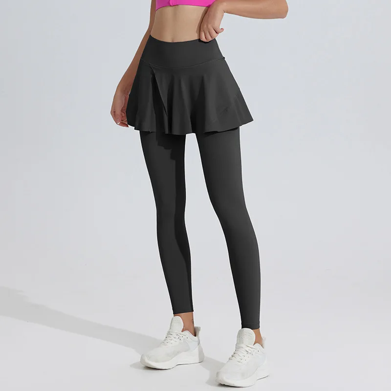 New Yoga Pants Women's High Waist Tennis Skirt Fitness Speed Drying Running Pocket Sports Skirt Tight Pants