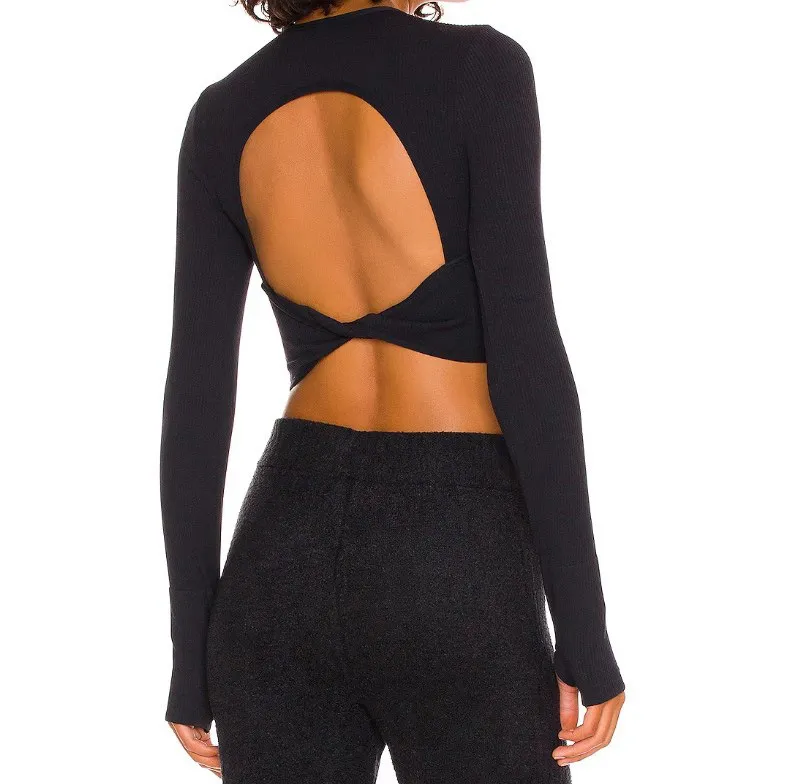 Ribbed Long Sleeve Yoga Tops