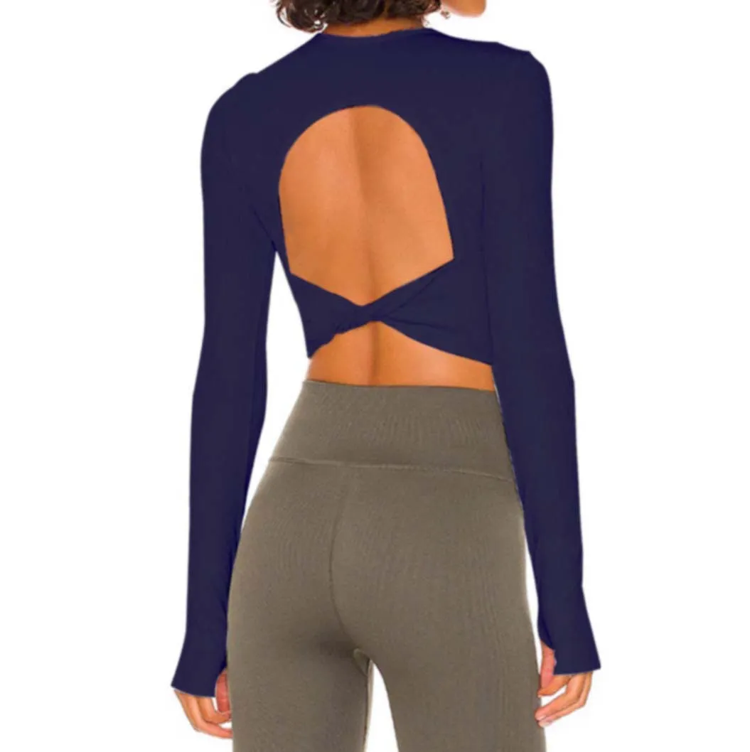 Ribbed Long Sleeve Yoga Tops
