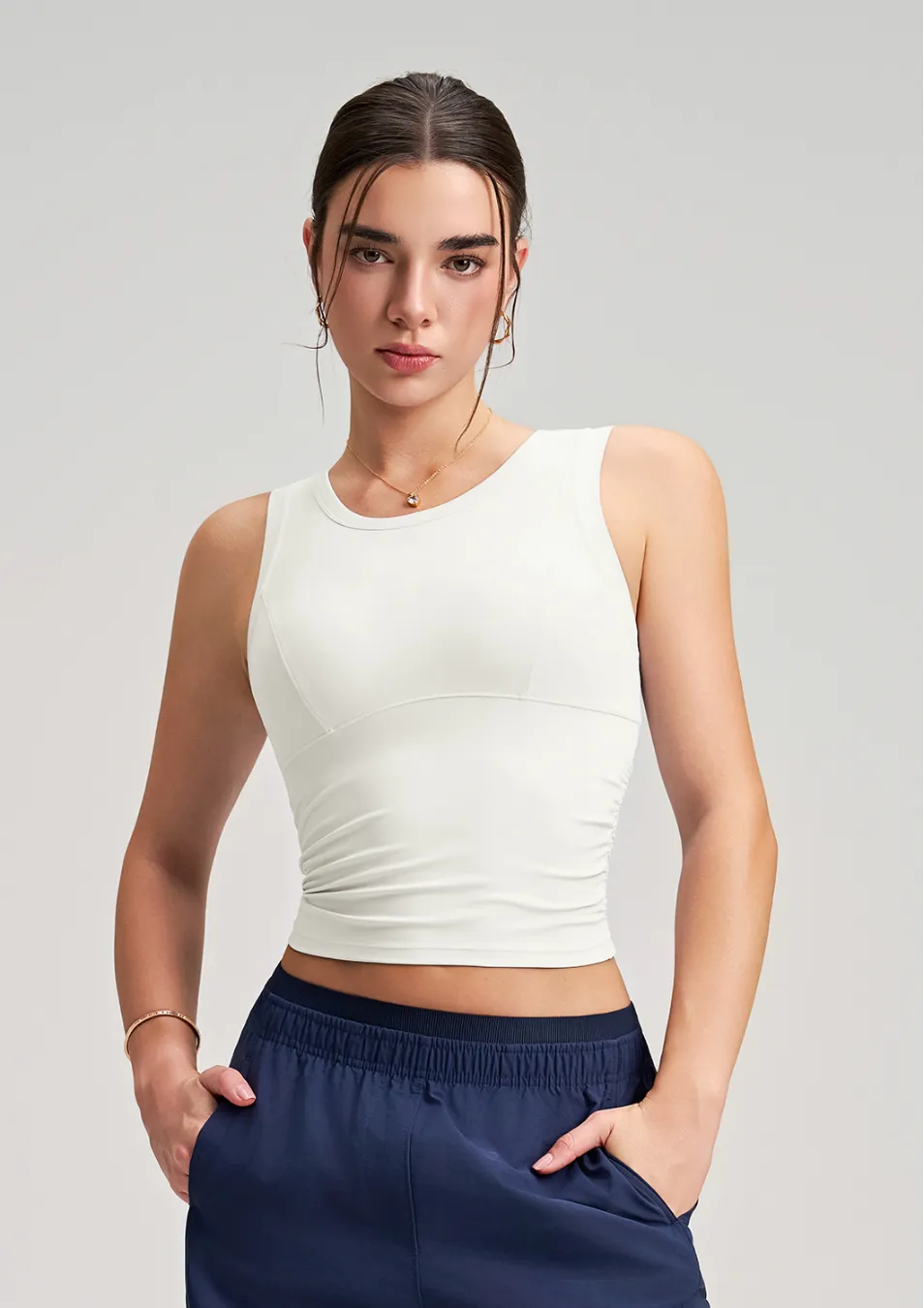 New Style Ruched Waist Slim-fit Yoga Fitness Vest