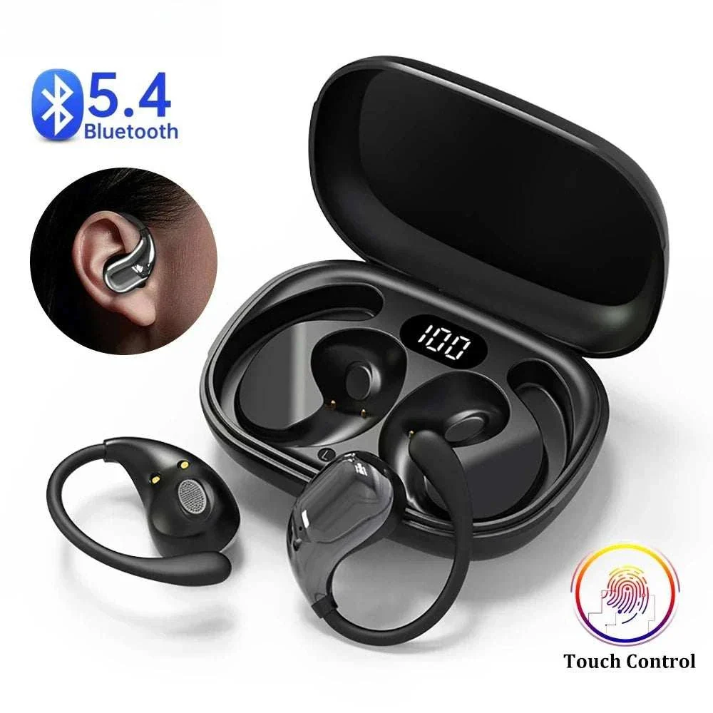 Bluetooth 5.4 Ear Hook Wireless Earbuds with LED Display