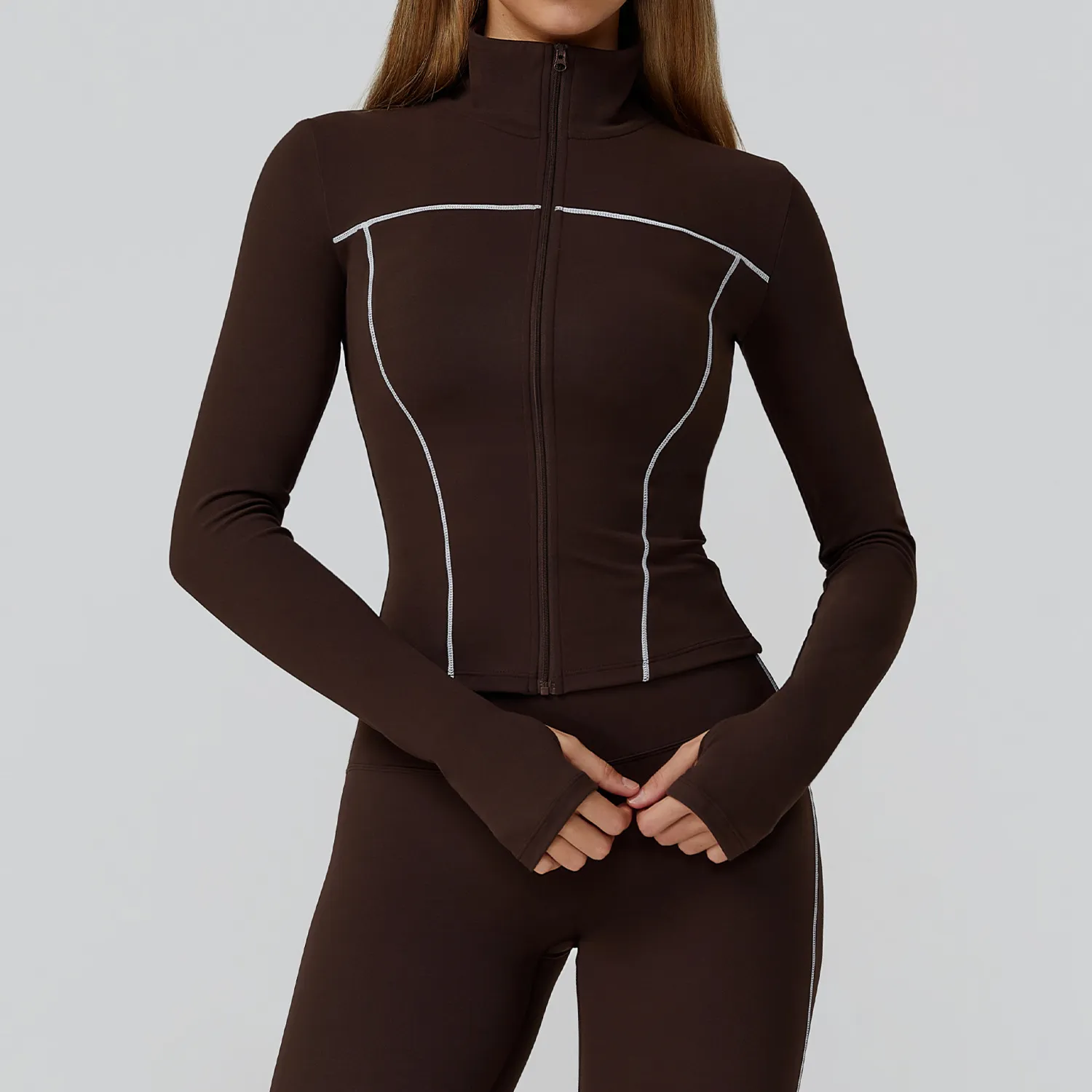Contrast Color Slim Yoga Jacket