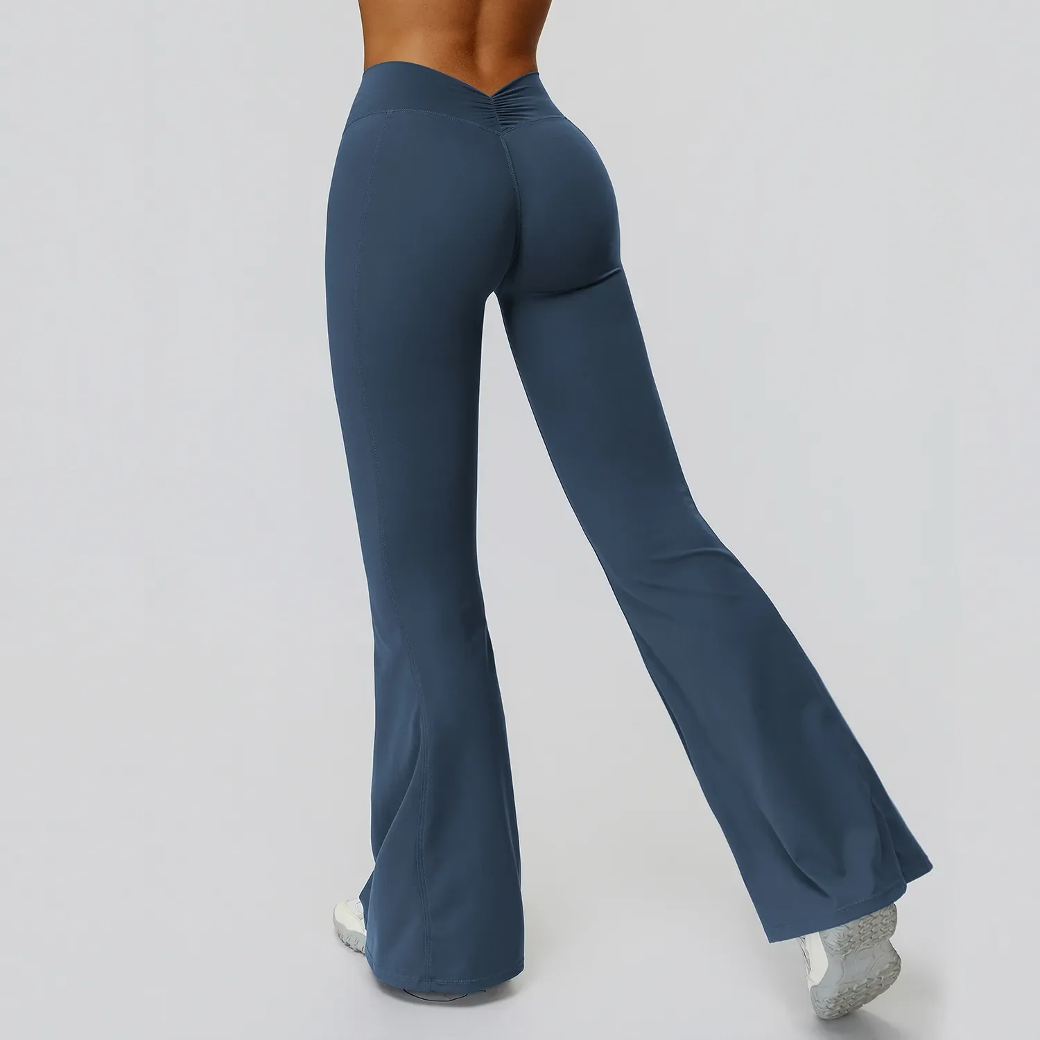 Back Waist Scrunch Flared Pants for Women ZC9308