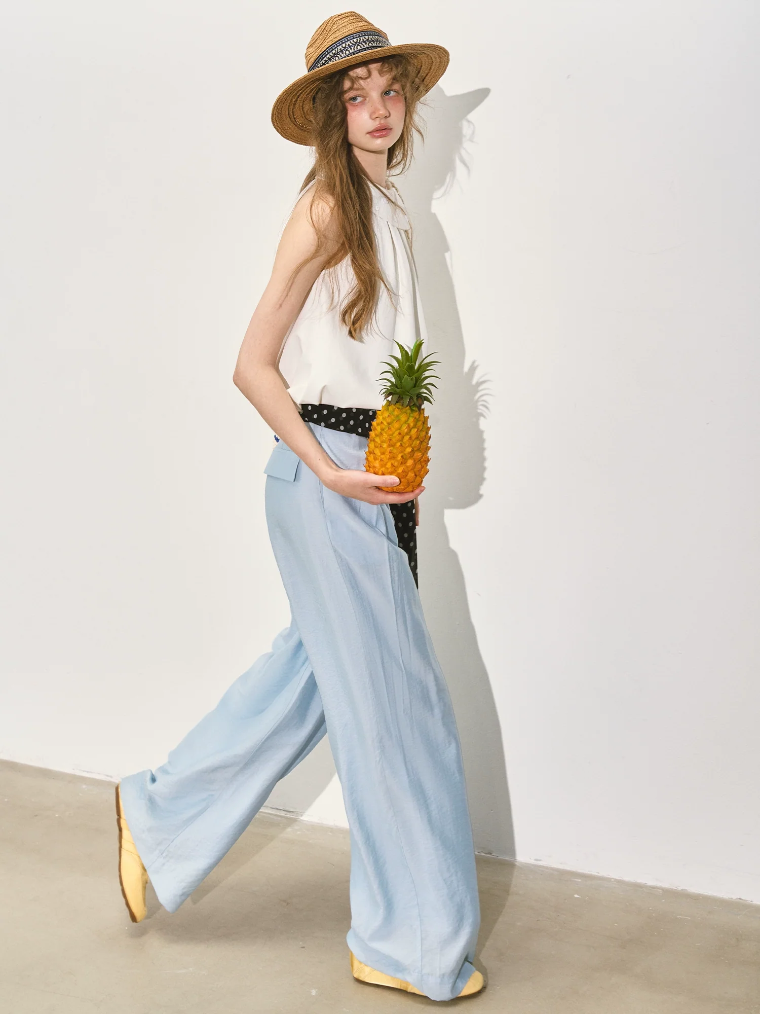 Suit Pleated Wide-Leg Pants