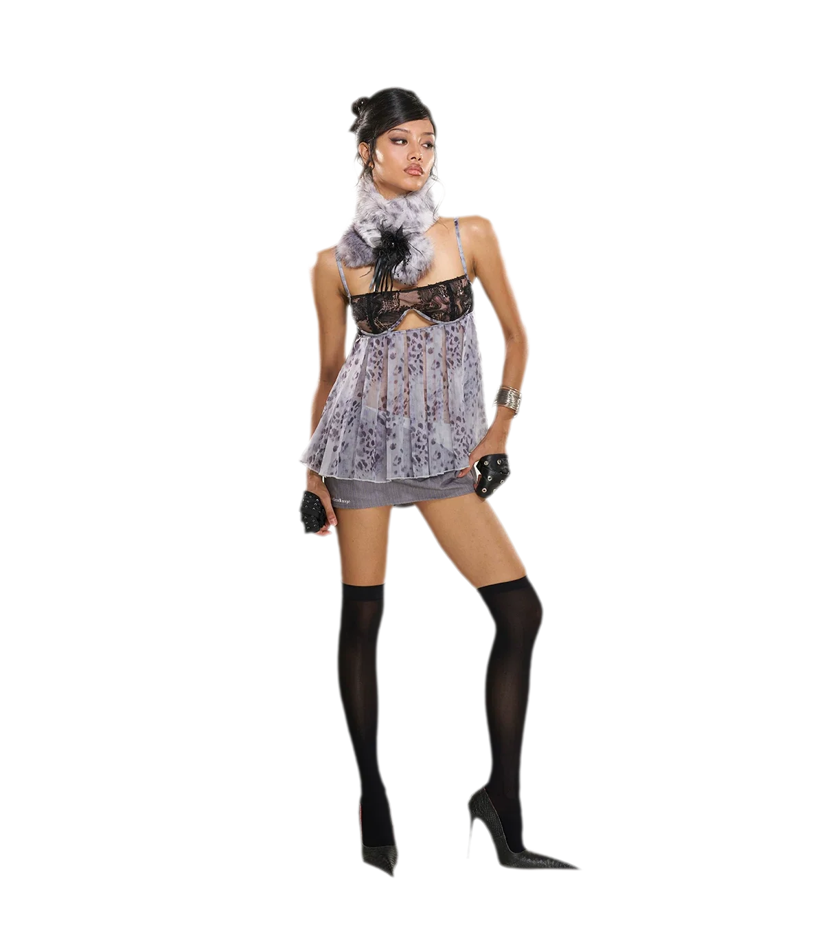 Striped Fishbone Bustier Skirt Set