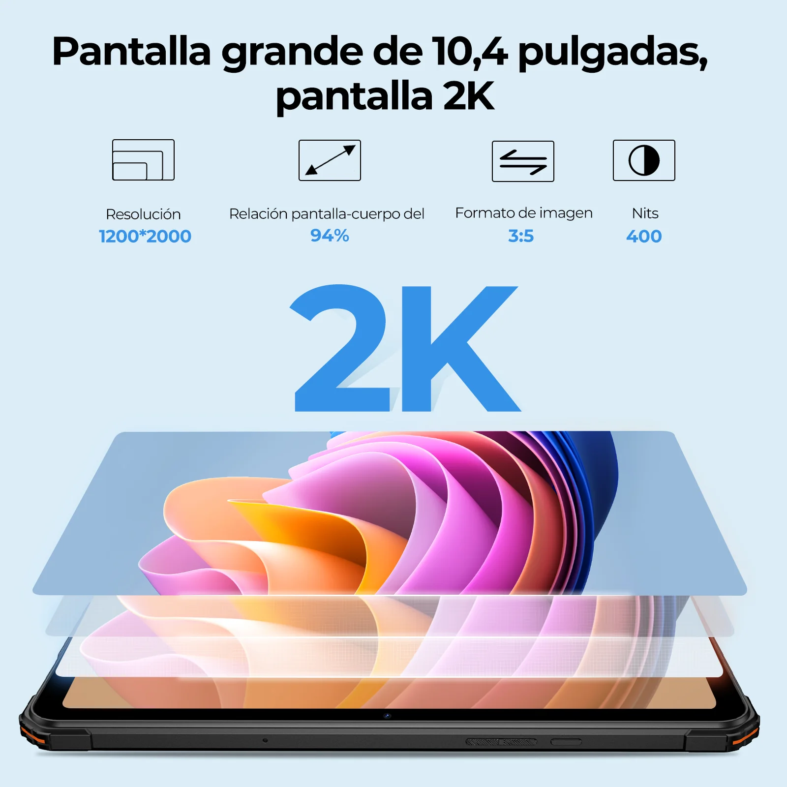 Tableta Fossibot Dt1 10.4'' Robusta De 11000mah 16gb+256gb