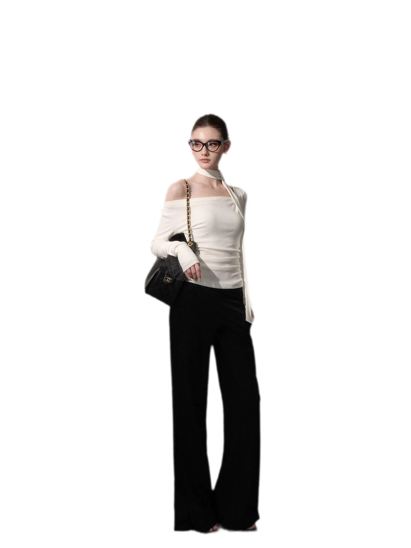 Ribbon Asymmetric Knit Top