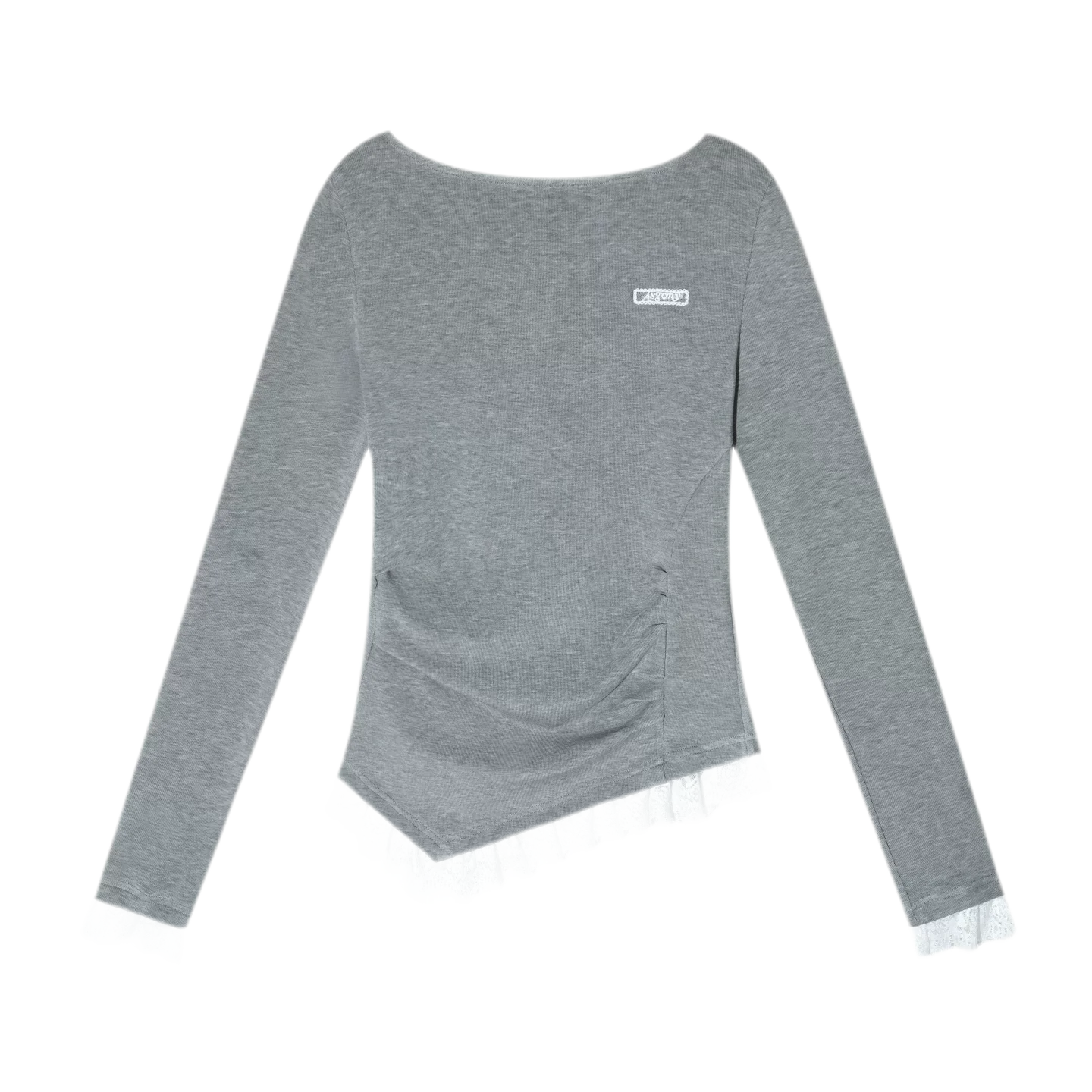 Lace Panel Ruched Hem Top