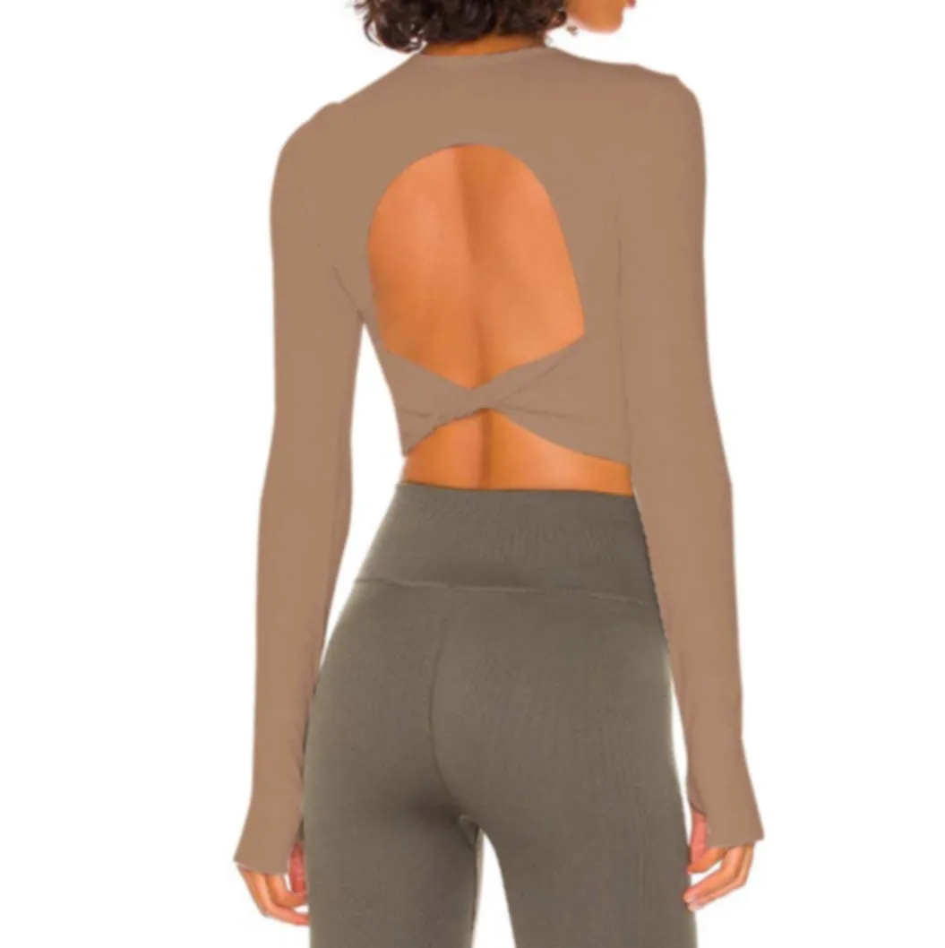 Ribbed Long Sleeve Yoga Tops