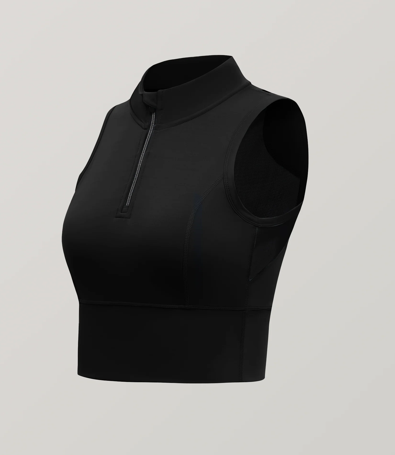 Half-Zip Stand-up Collar Crop Tank
