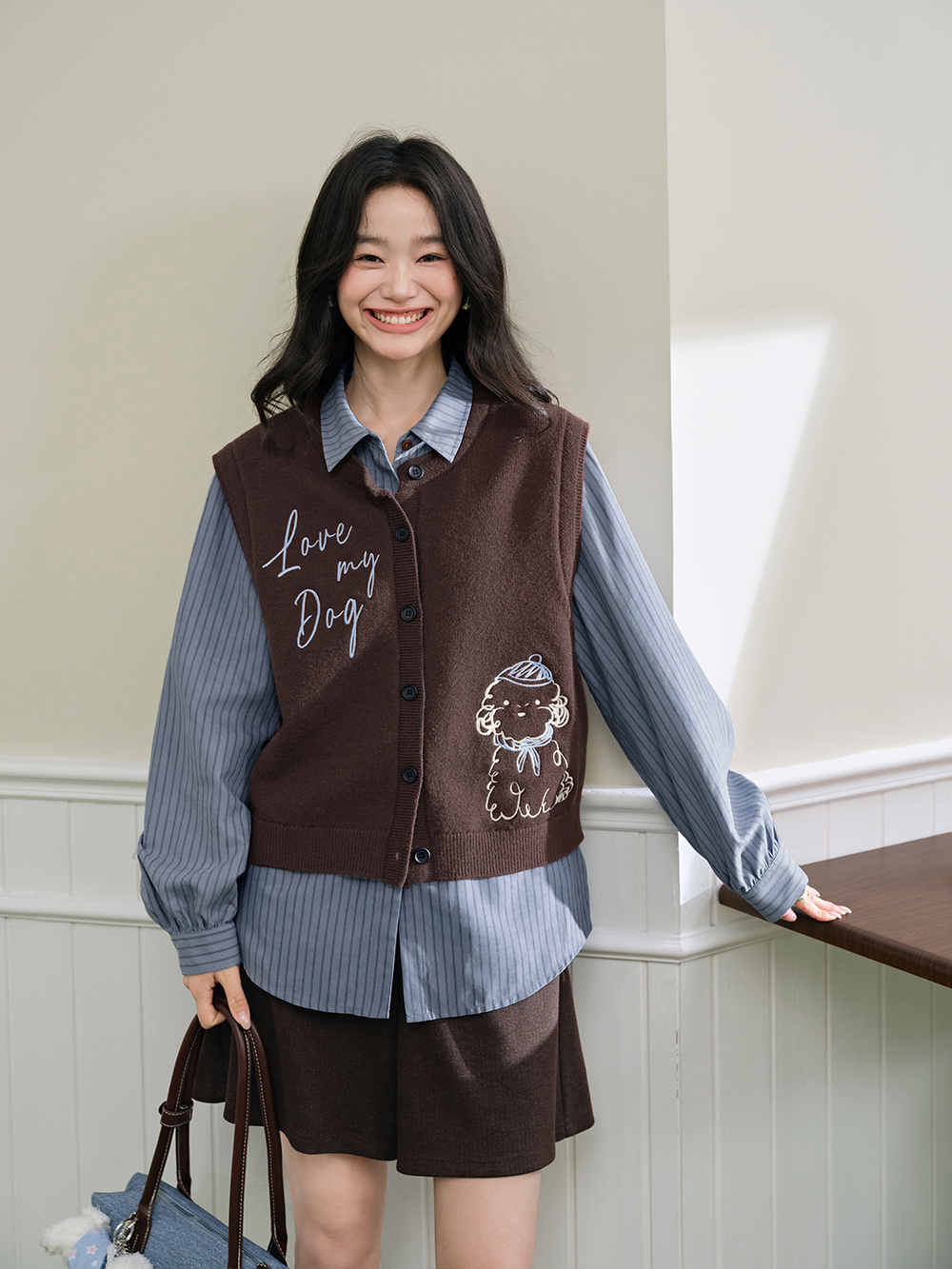 Embroidered Dog Knit Vest