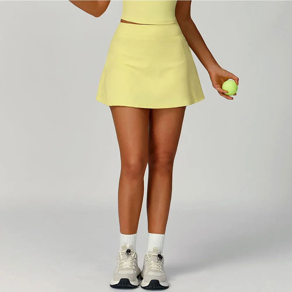 Contoured Performance Yoga Shorts Skirt Set Nylon Fabric