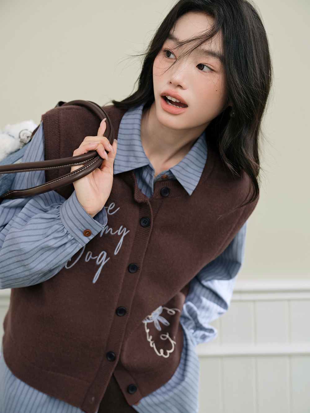 Embroidered Dog Knit Vest