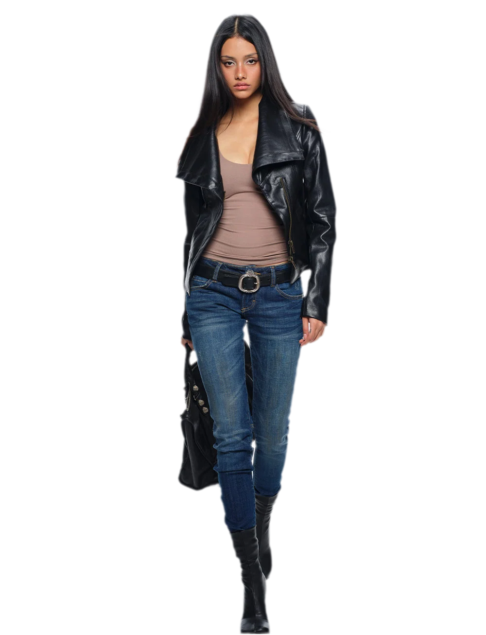 Magnetic Buckle Cropped Jacket