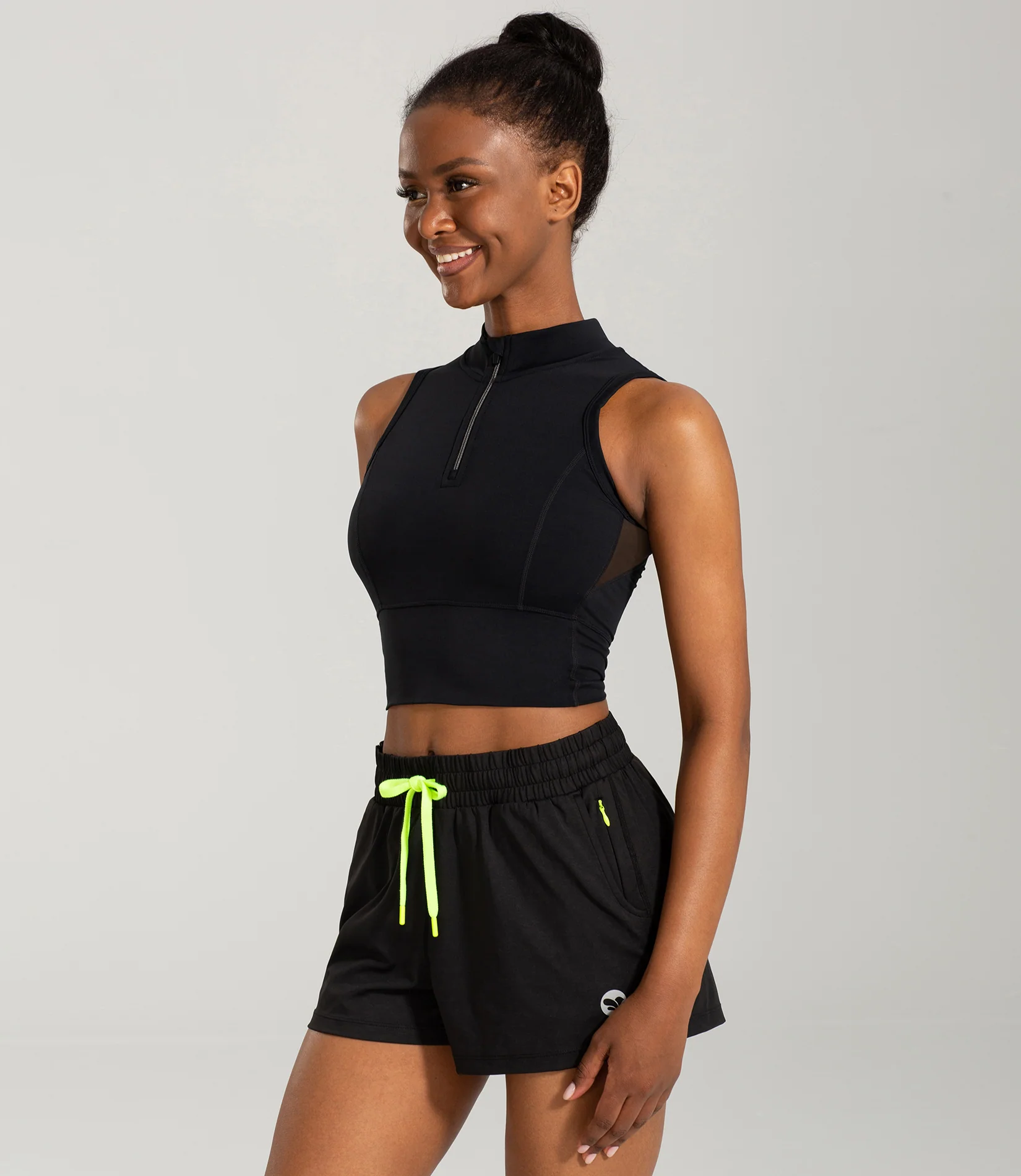 Half-Zip Stand-up Collar Crop Tank