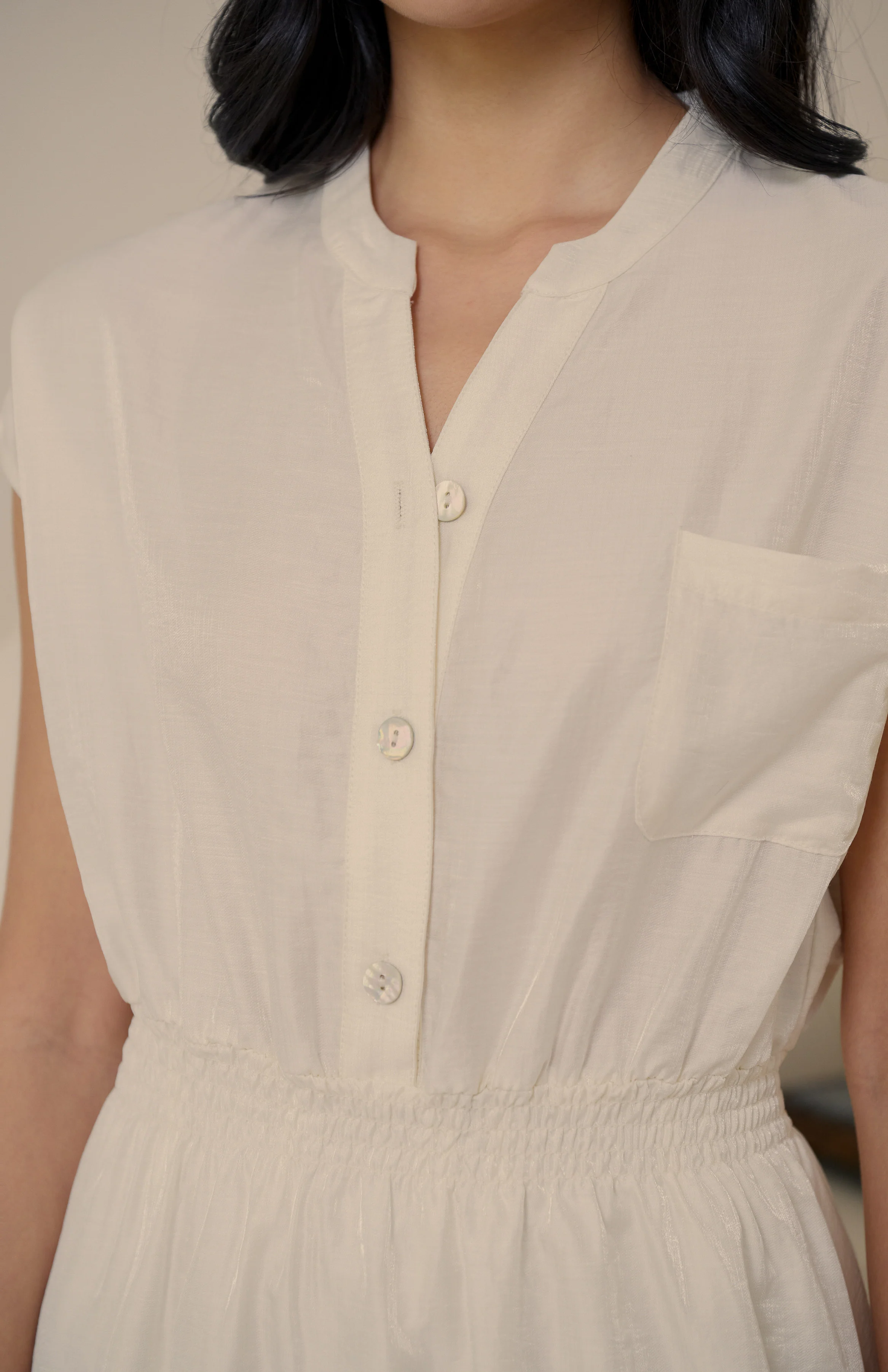 Let me fall elastic midi dress in beige