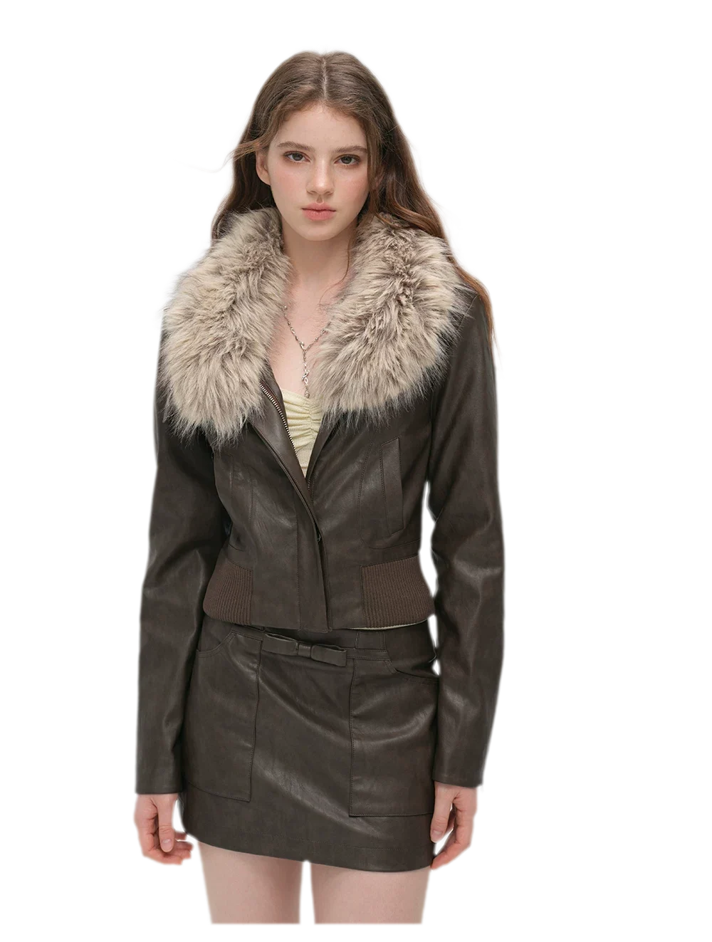 Textured Cropped PU Jacket