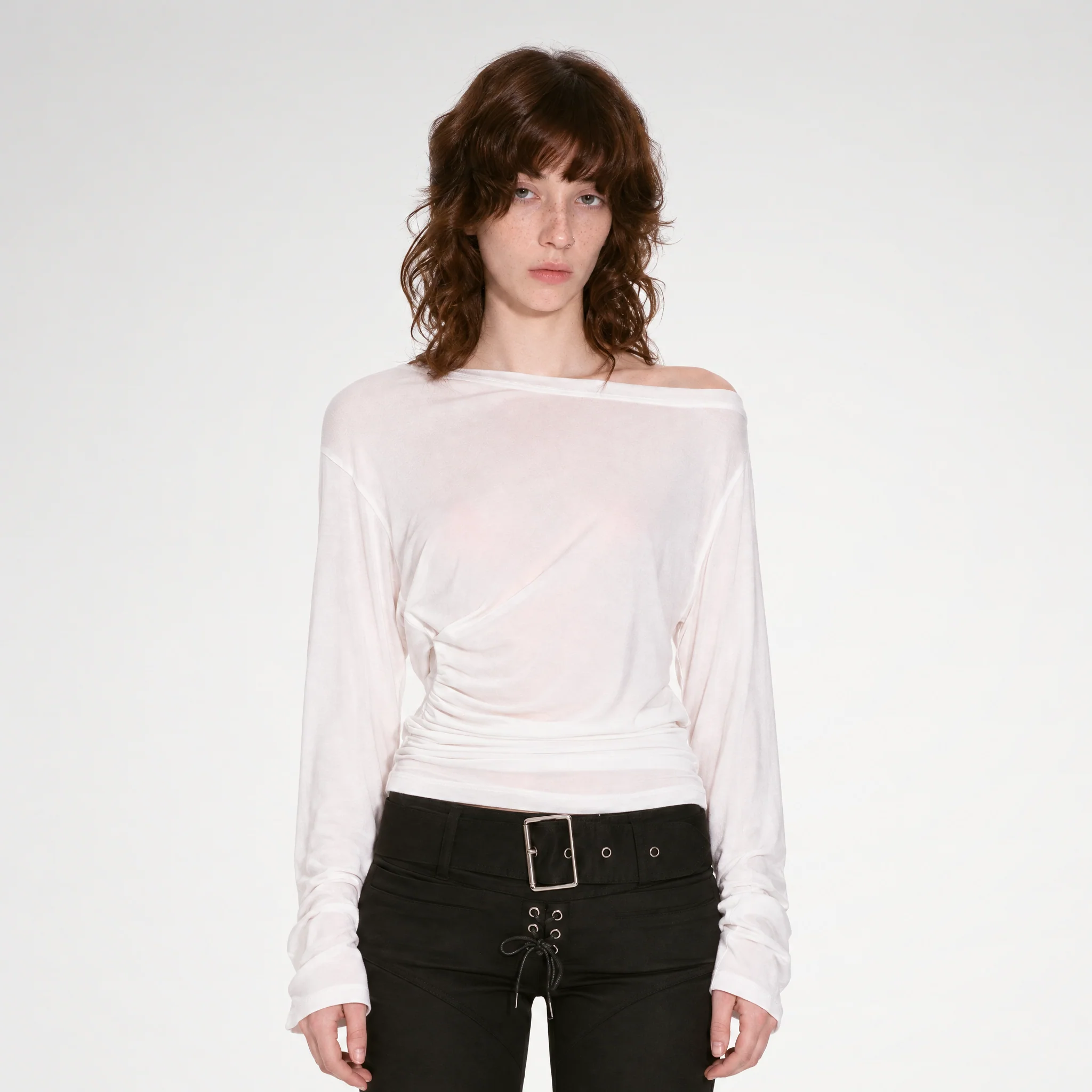 Lyocell Off-Shoulder Cropped Top