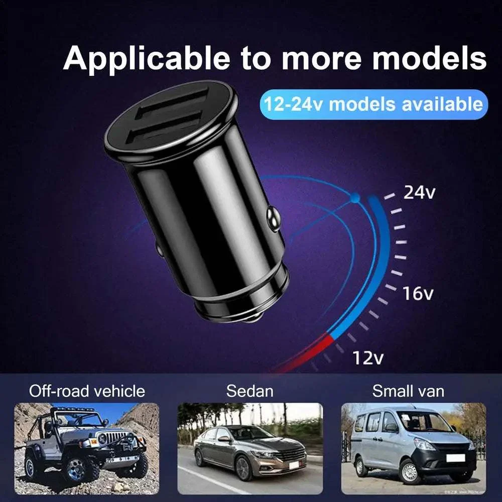 Dual USB Fast Car Charger 3.1A Compact Adapter