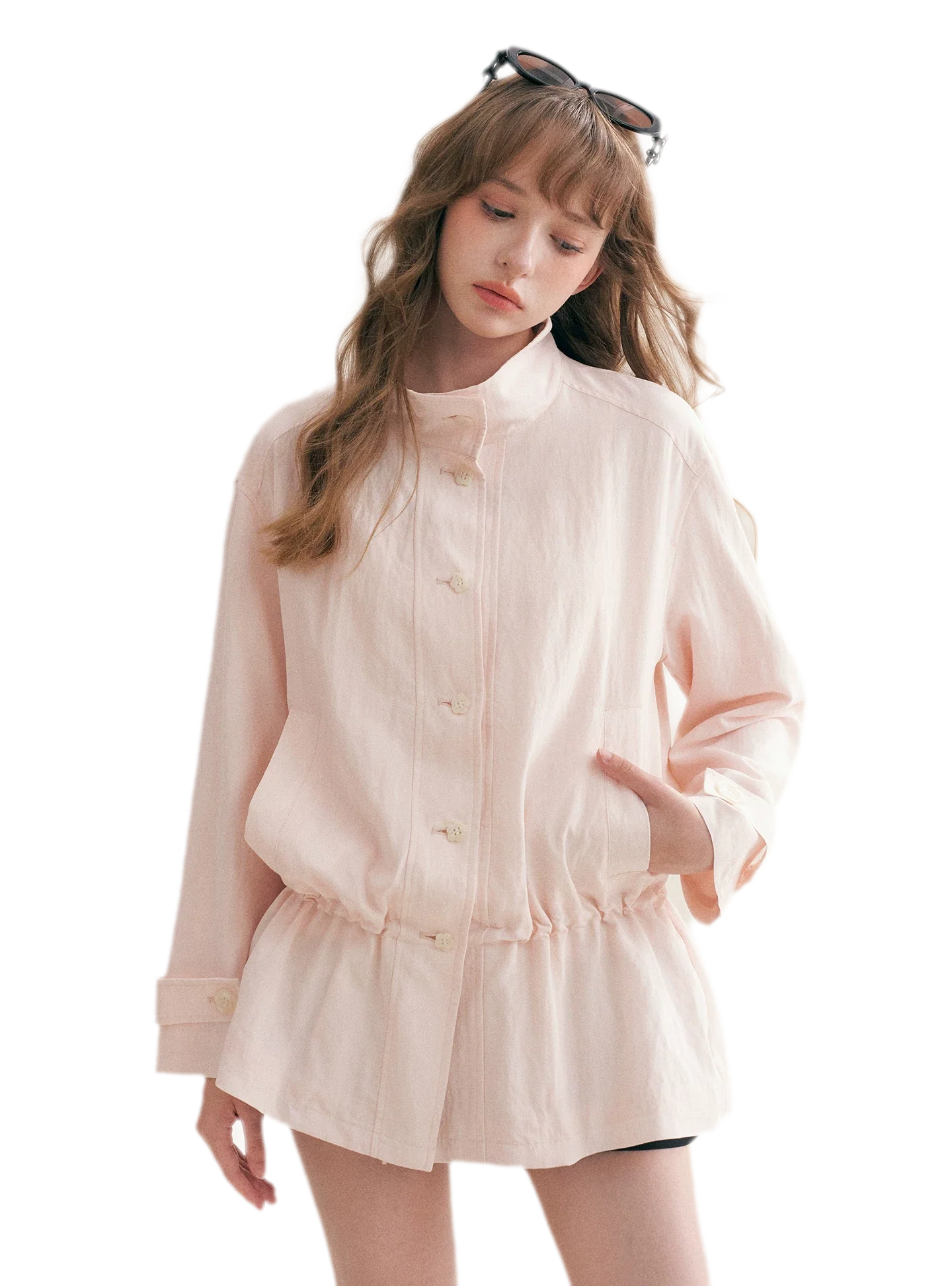 Wrinkled Relaxed Drawstring Coat