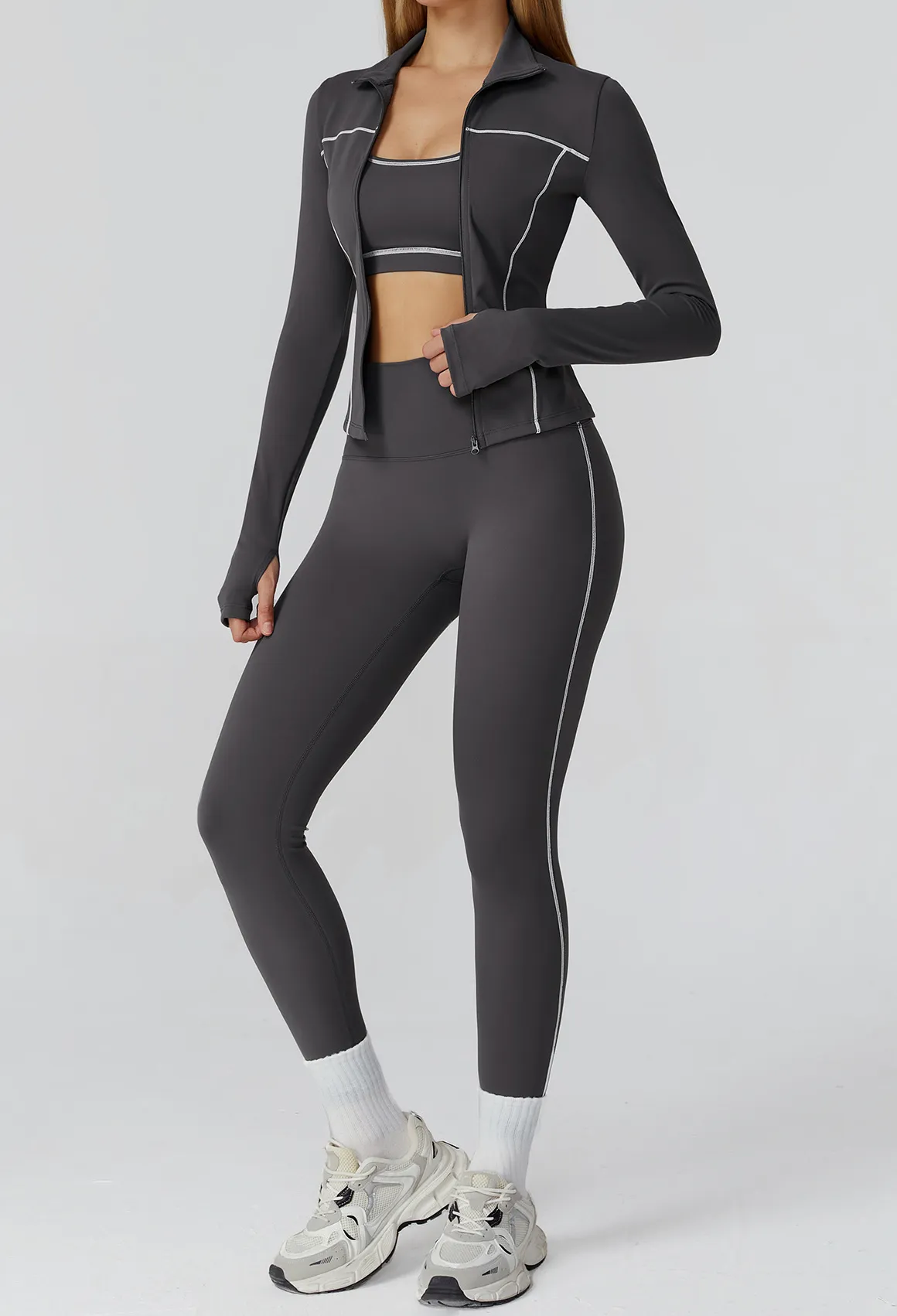 Contrast Color Slim Yoga Jacket