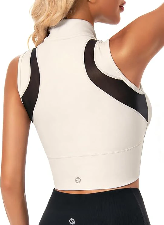 Half-Zip Stand-up Collar Crop Tank