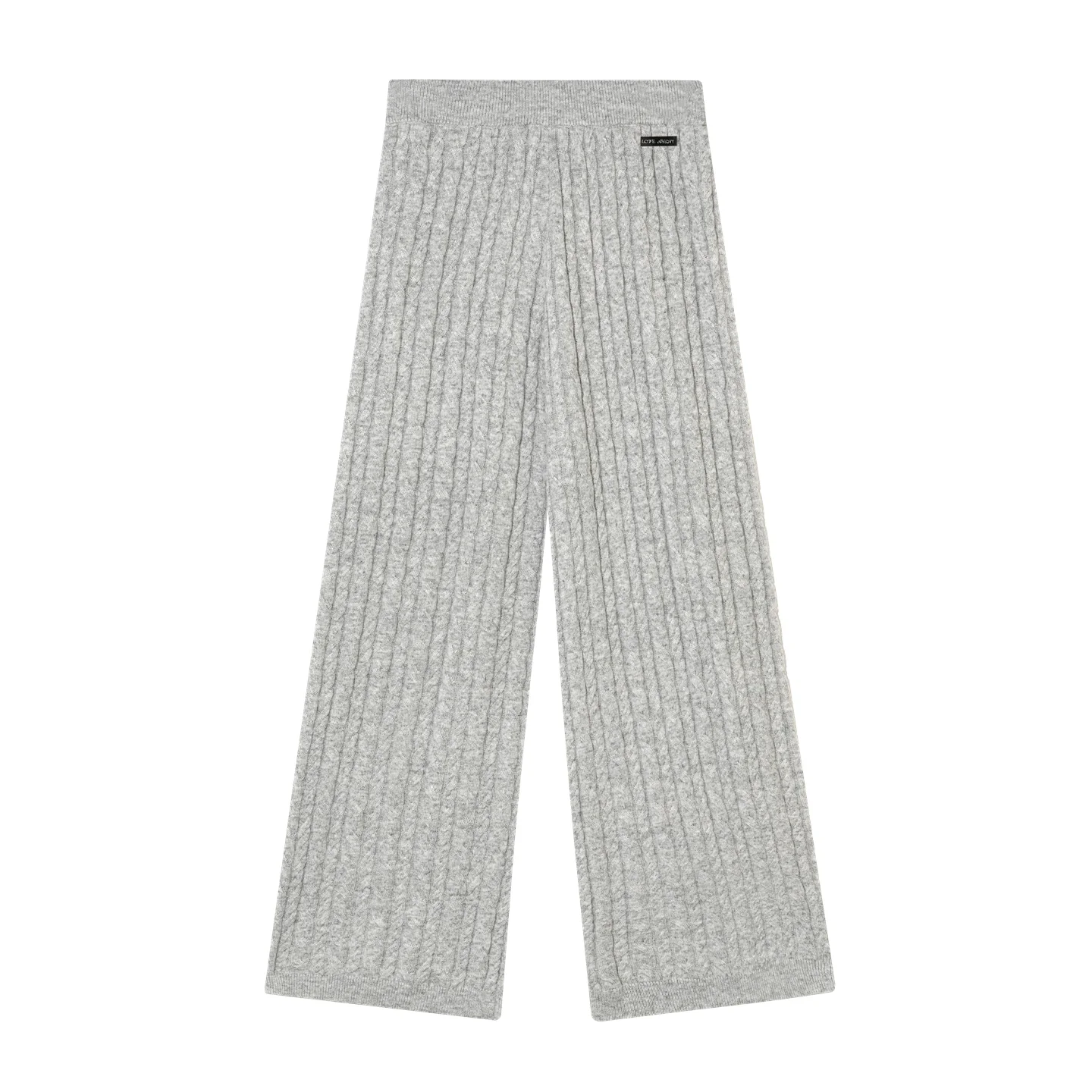 Wool Blend Cable Knit Hoodie & Wide-Leg Pants Set