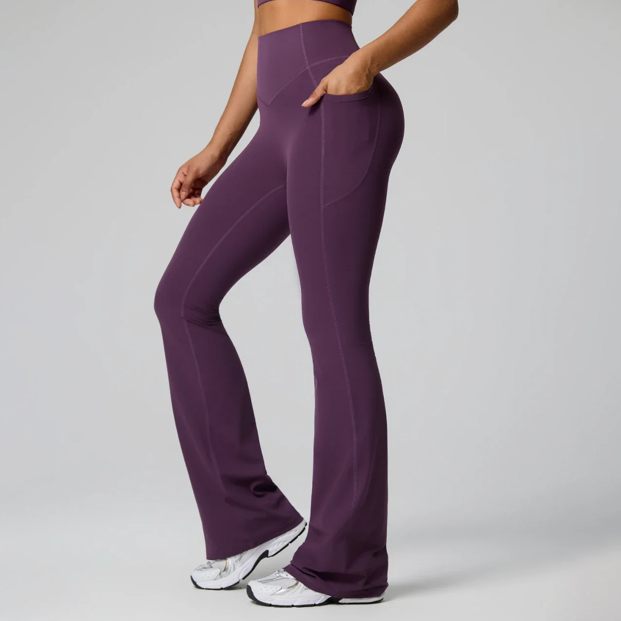 Women's High Waist Shaping Yoga Flare Pants with Pocket