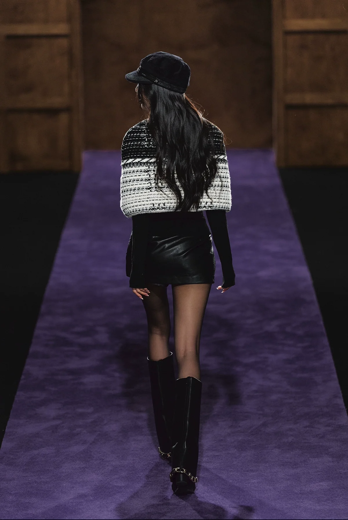 Tweed-Inspired Knit Cape & Crewneck Set