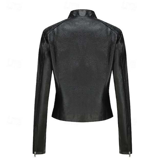 Comfortable Leather Zipper Pocket Jacket Faux Women's