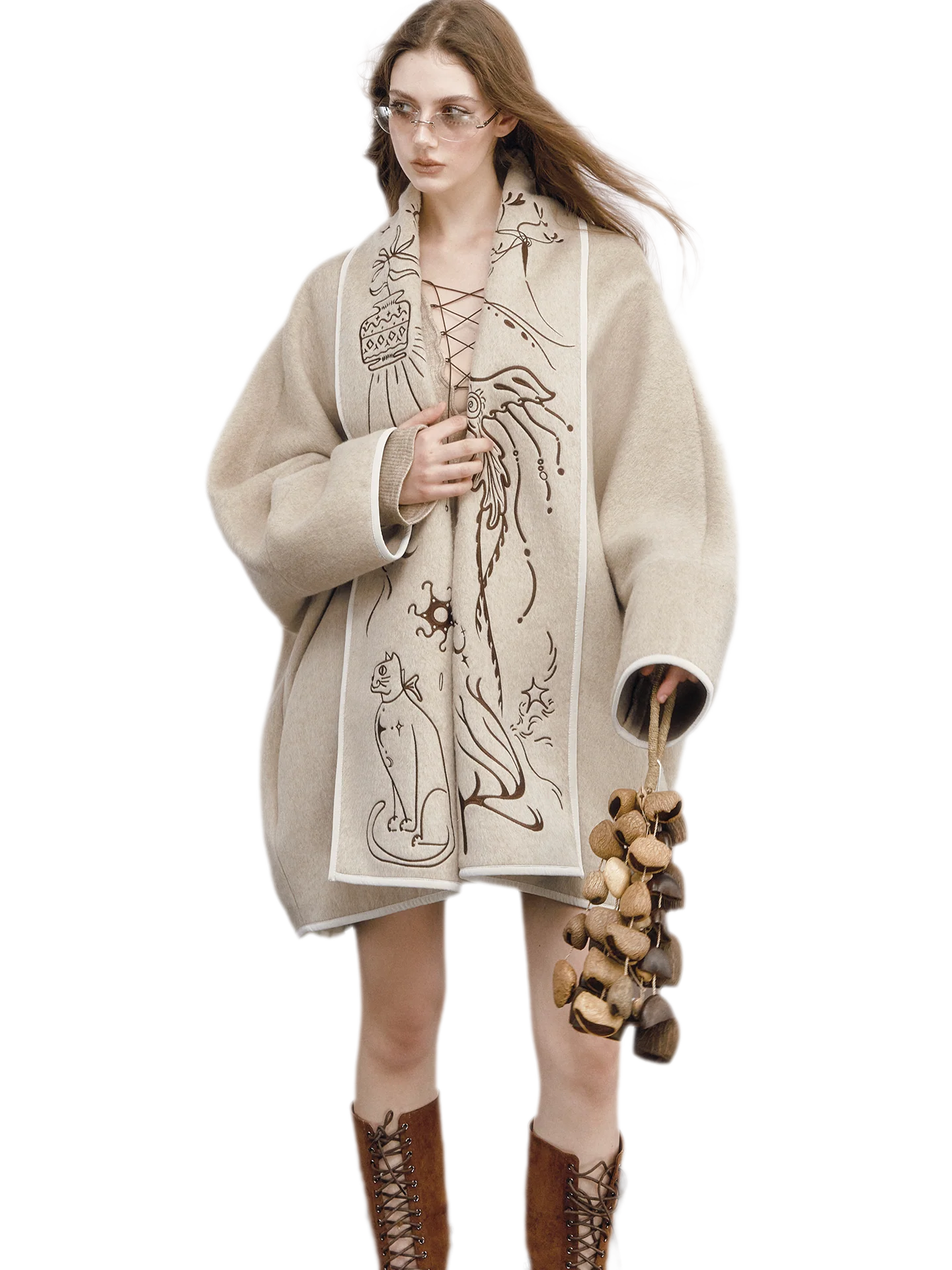 Heavy Embroidered Double-Sided Coat