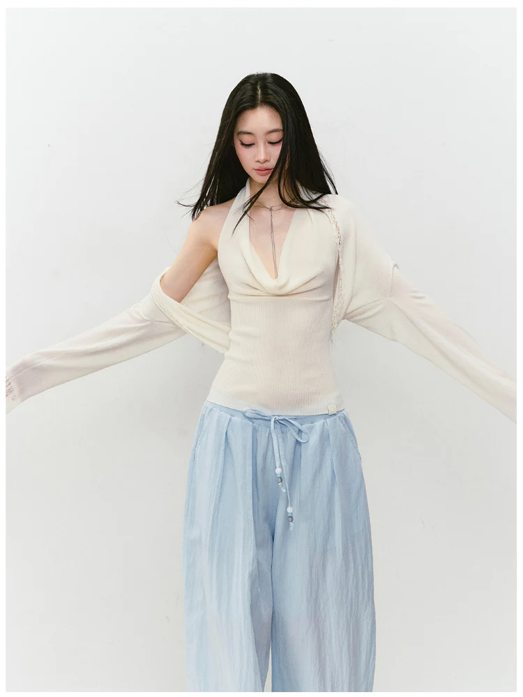 Heavy-duty Knitted Draped Neck Tank Top Set