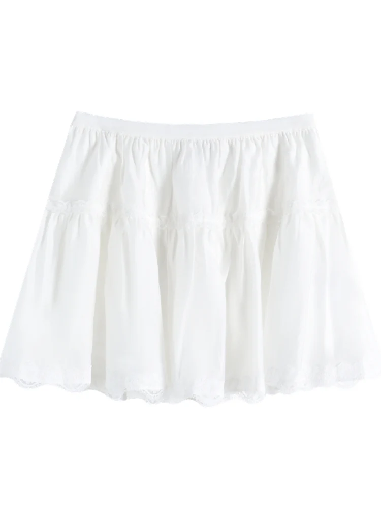White Lace Panel Hooded Coat & Skirt Set