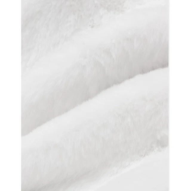 Jacket Coat Long Women's Black Sherpa Faux White Fur