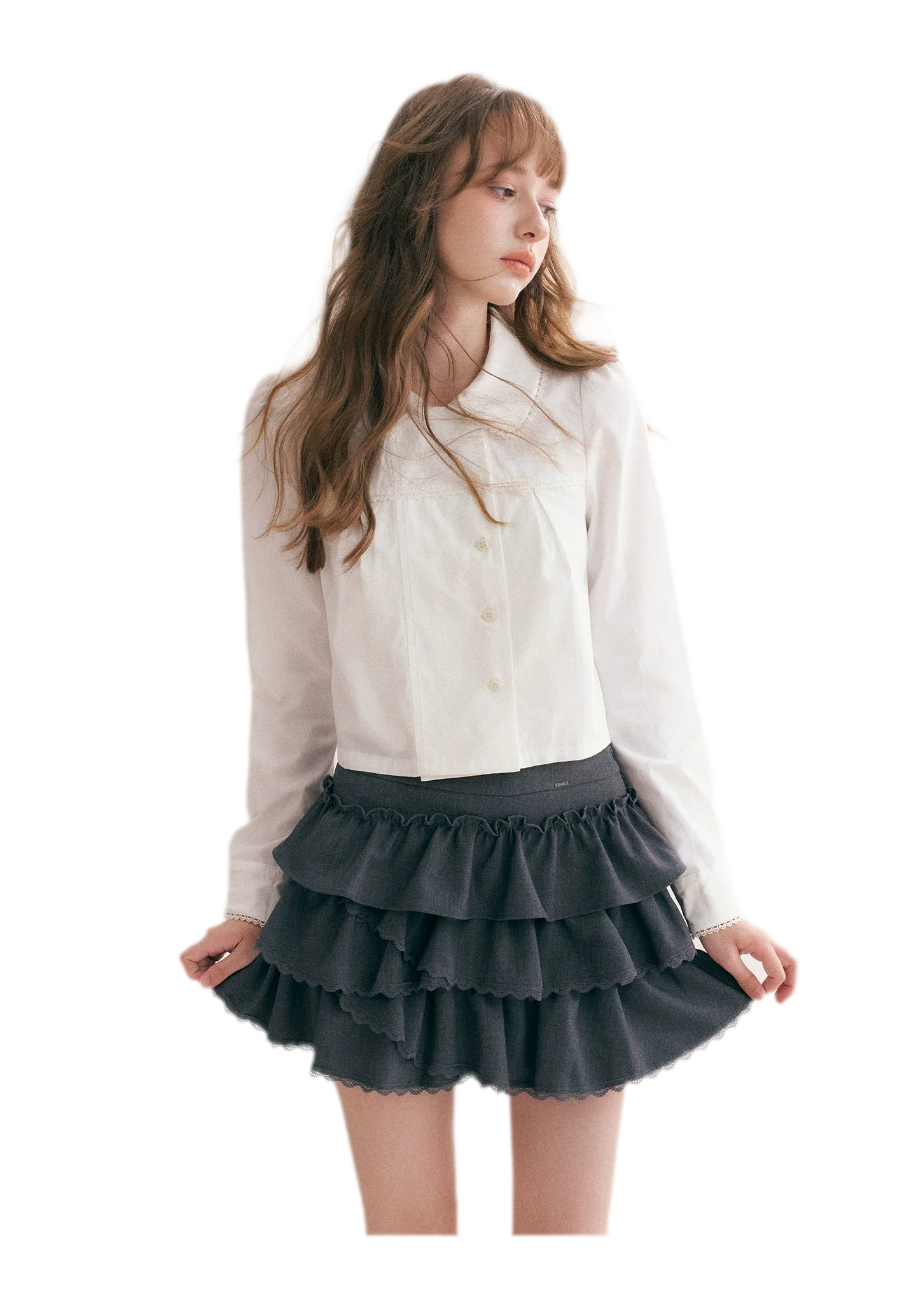 Layered Ruffle A-Line Skirt
