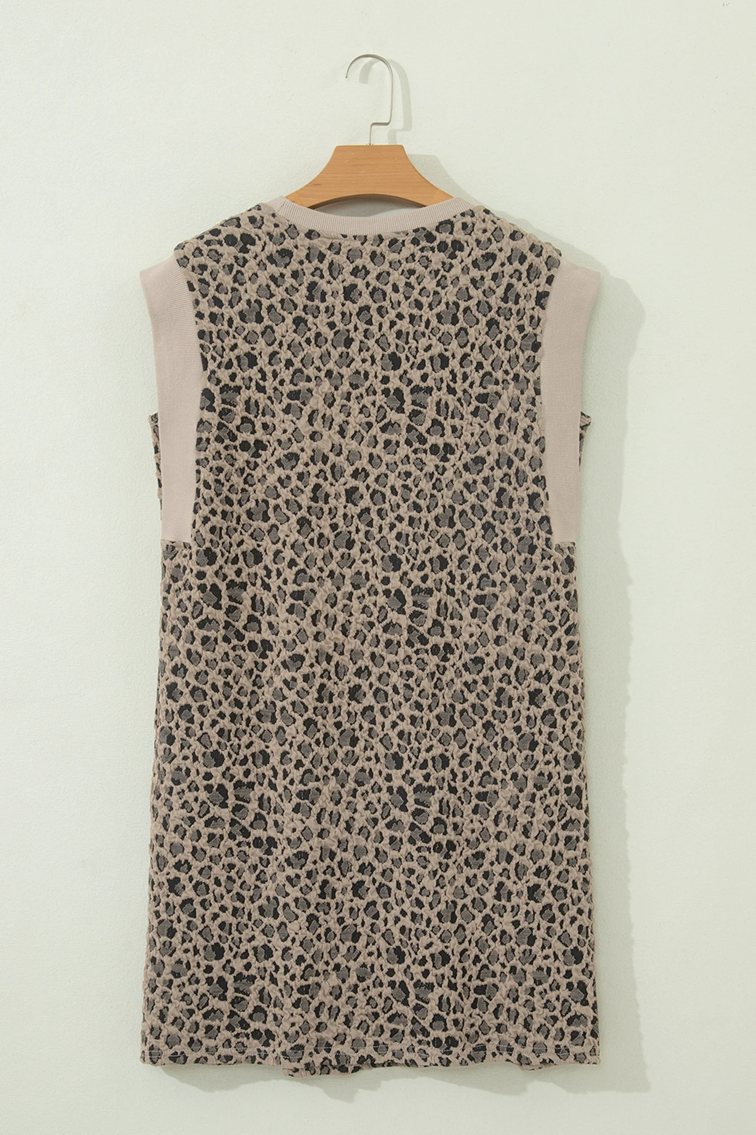 Leopard Textured Sleeveless Mini Dress with Pockets