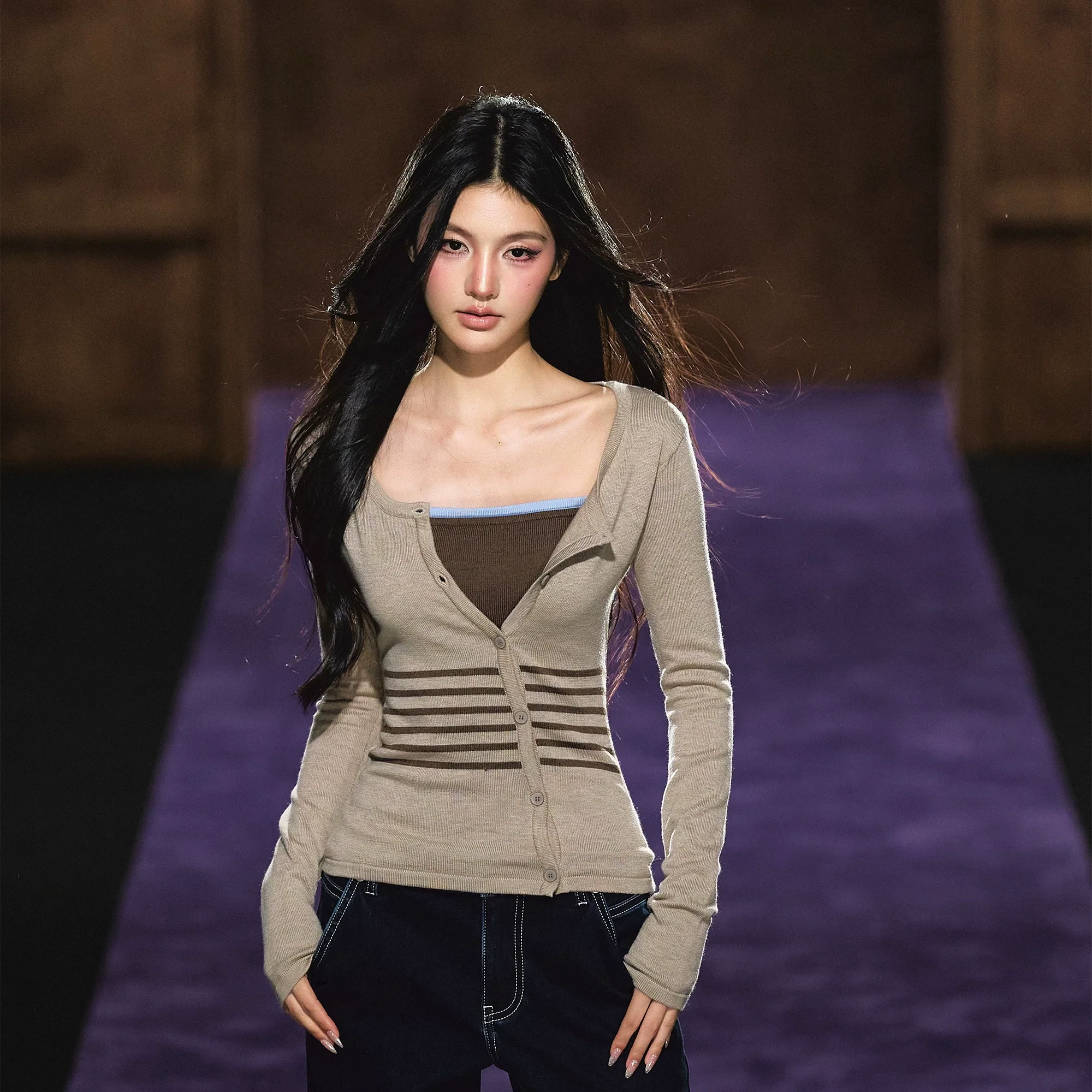 Soft Touch Two-in-One Knit Base Cardigan