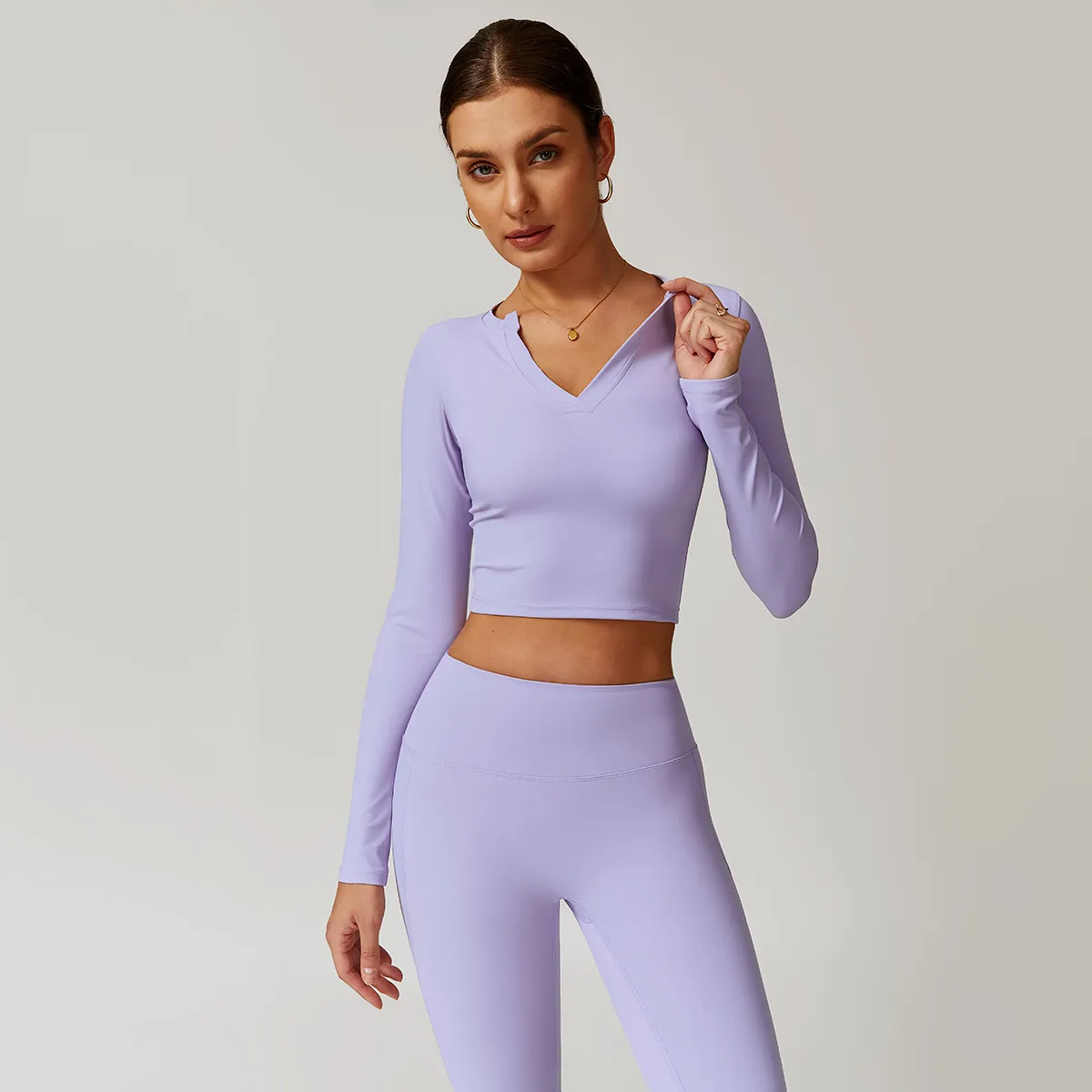 V Neck Long Sleeve Yoga Top